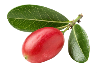 A small, red miracle fruit with a smooth, glossy skin and a fresh, tangy appearance. AI Generative