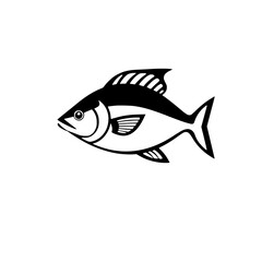 Black and White Tuna Fish Illustration: A Stylish Seafood Icon
