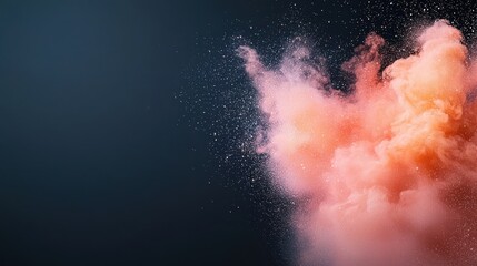 Pink cloud of powder floating in the air with a soft and dreamy appearance creating a whimsical effect