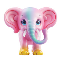 Naklejka premium Adorable cartoon pink elephant with big ears and cute eyes for children and animal lovers