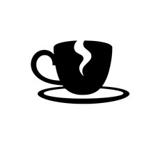 Aromatic Coffee Cup: A Simple Black and White Icon Representing Warmth and Comfort