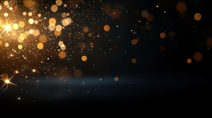 Gold sparkle background with dark black base for creative design projects and text overlay