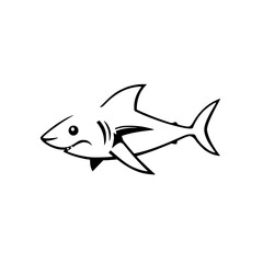 Cute Shark Cartoon Illustration:  A charming vector graphic of a friendly shark, perfect for kids' designs, marine-themed projects, or adding a playful touch to your work.