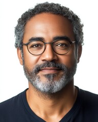 Obraz premium A man with a beard and glasses is smiling