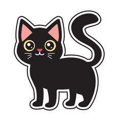 Black cat sticker in standing position