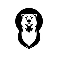 Majestic Polar Bear: Arctic Animal Icon, Wildlife Vector Graphic, Nature Symbol, Black and White Illustration