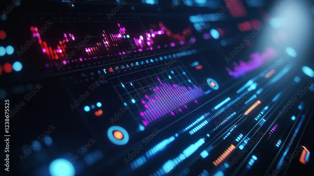 Poster in a world of technology, colorful data streams pulse across a digital canvas, displaying vivid grap