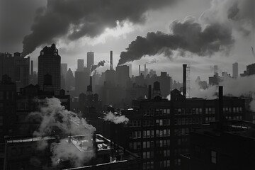Obraz premium pollute the environment with smoke from the plant's chimneys.