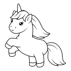 Illustration of unicorn. Happy birthday party item.