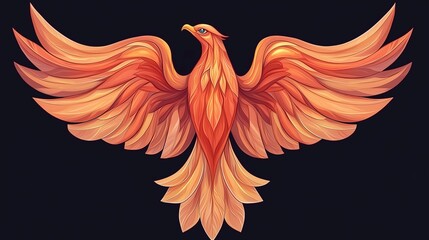 Fototapeta premium Majestic Phoenix with Glowing Feathers and Wide-Spread Wings