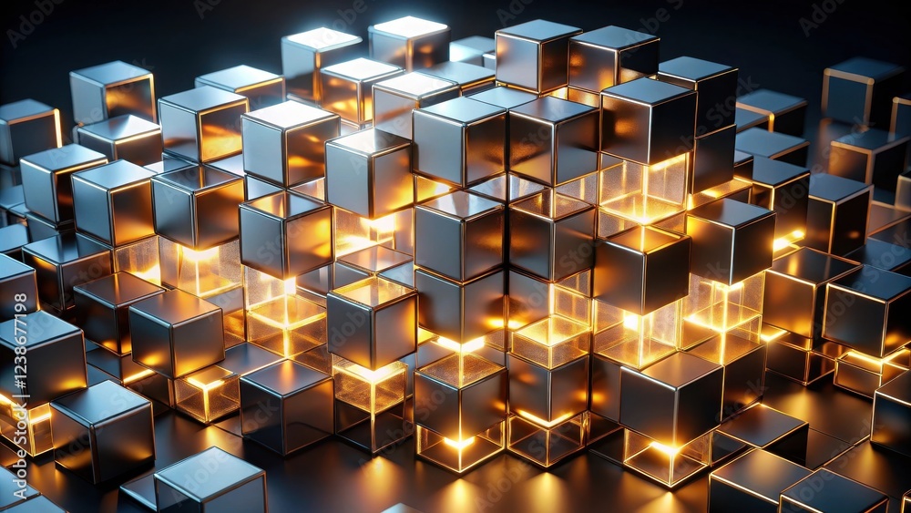 Leinwandbilder abstract illuminated cube structure a modern design concept