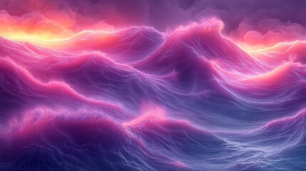 Fototapeta premium Pink waves during sunset sky, for a surreal or atmospheric design background