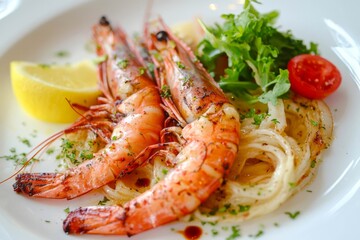 Fried noodles with prawns.
