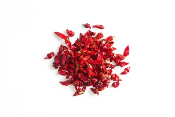 Naklejka premium An aerial of red chili peppers centered on a white background