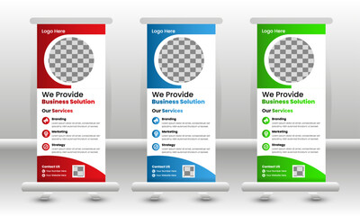 Business agency Corporate roll up banner design or pull up banner template and stand design, advertisement, flyer design, display vector illustration.
