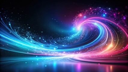 Obraz premium Abstract swirling light trails with vibrant colors and sparkling particles