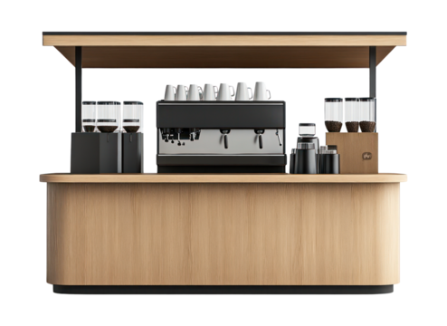 PNG Coffee stand kiosk shop minimalist.