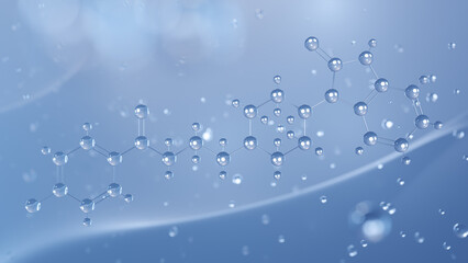 benperidol molecular structure, 3d model molecule, neuroleptic agent, structural chemical formula view from a microscope