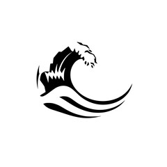 Obraz premium Abstract Monochrome Wave: A Dynamic Sea Illustration. Perfect for nature, ocean, and water-themed designs. Minimalist vector graphic with flowing lines and elegant curves.