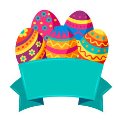Illustration with cute Easter eggs.