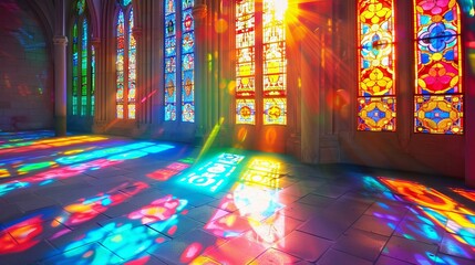 stained glass in the interior.