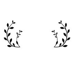 Elegant Black and White Floral Branches: Minimalist Botanical Illustration, Perfect for Decoration or Design Projects