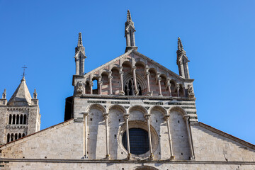 Fototapeta premium The Cathedral of Saint Cerbonius with Bell tower at the Garibaldi square in Massa Marittima. Italy