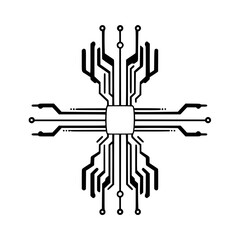 Abstract Technology Circuit Board: Digital Network Connection System. Modern Tech Design, Innovation, Future Communication Engineering. Minimalist Vector Illustration