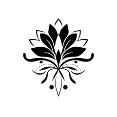 Elegant Black and White Lotus Flower Design: A Classic Floral Illustration