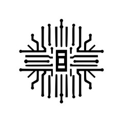 Abstract Microchip Circuitry: A Technological Vector Graphic Design.  Perfect for tech websites, presentations, and publications needing a modern, clean aesthetic.