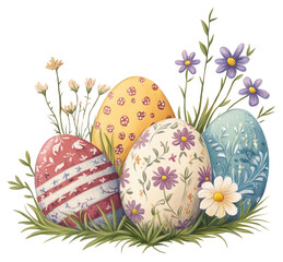 PNG Easter eggs illustration flowers spring.