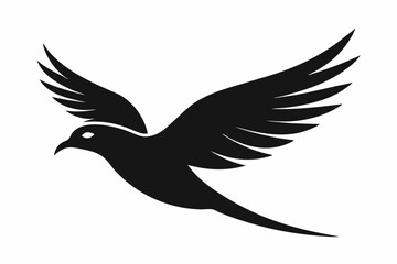 Obraz premium Flying Bird Silhouette Icon - Minimalist Black Vector on White Background.