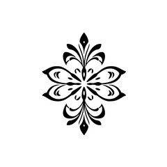 Elegant Black and White Floral Ornament: Vintage Symmetrical Design Pattern for Backgrounds and Decoration