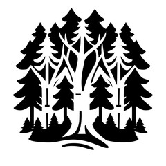 Obraz premium Majestic Forest: Black and White Minimalist Tree Illustration. Perfect for nature lovers and design projects. Simple, elegant, and evocative of woodland serenity.