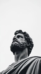 Obraz premium Ancient reek society is depicted through a striking statue, showcasing skilled craftsmanship and historical significance in a dark landscape filled with mystery