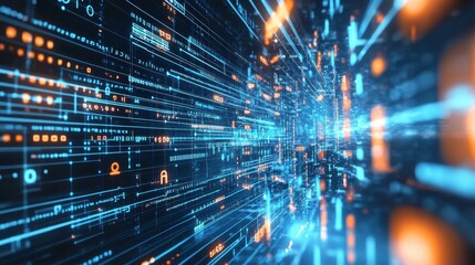 Dynamic illustration exploring digital footprints in cyber security and data privacy protection