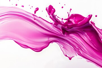 Fototapeta premium Vibrant pink paint fluid flowing on a white background, creates a visual effect, generative AI