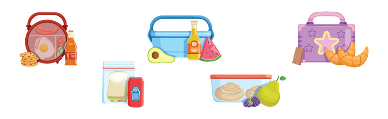 School Meal and Lunch Object and Item Vector Set