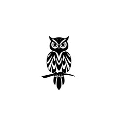 Majestic Owl: Black and White Bird Vector Graphic - Symbol of Wisdom and Knowledge