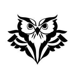 Majestic Owl: Black and White Bird Graphic Design.  A striking vector illustration of an owl, perfect for logos, prints, and more.