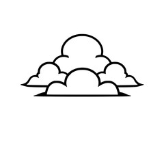 Simple Cloud Illustration: Minimalist Line Art of Cumulus Clouds, Perfect for Nature, Weather, and Design Projects
