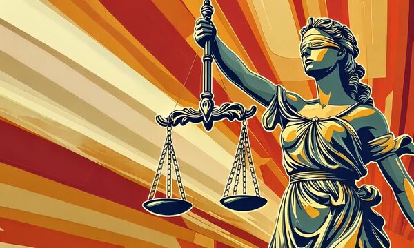 Lady Justice, scales, blindfolded, courtroom, justice concept, legal background