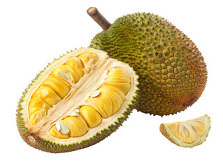 Fototapeta premium A large, spiky cempedak with a textured, yellow-green skin and a fresh, sweet aroma. AI Generative