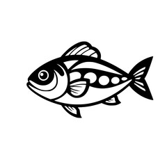 Black and White Fish Illustration: A Stunning Vector Graphic of an Aquatic Creature. Perfect for marine-themed designs and nature-inspired projects.