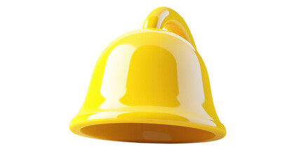 Shiny yellow notification bell isolated on transparent background