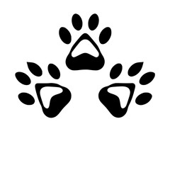 Three Paw Prints: A Minimalist Animal Print Design. Perfect for pet lovers, nature enthusiasts, and graphic designers seeking a simple yet impactful image.