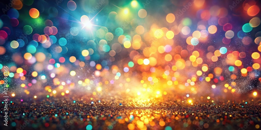 Aufkleber sparkling glitter background with colorful bokeh lights and festive shimmer