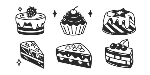 Hand-Drawn Bakery Shop Illustration Collection – Sweets, Pastries & Baking Goods