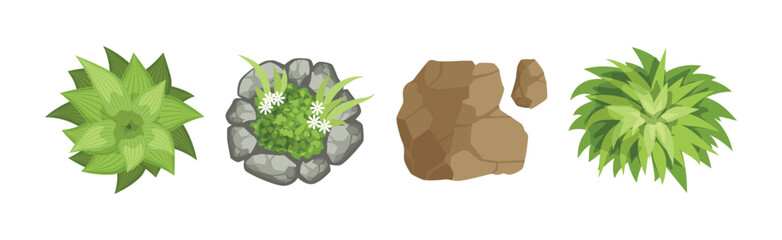 Landscape Design and Garden Decorative Object and Element Vector Set