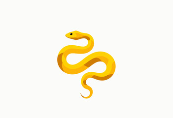 Yellow Snake Vector: Simple Logo Design, Line Art, Flat Design, Single Color, No Gradients, White Background, Minimalist Icon, Clean Graphic, Isolated Symbol, Animal Art.
